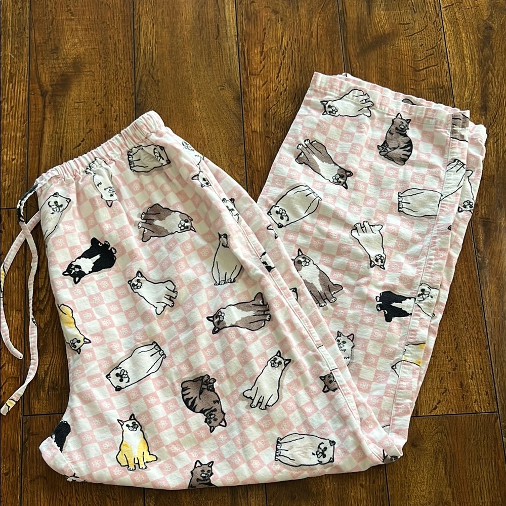 P.J. Salvage Pink Cat Print Pajama Pants